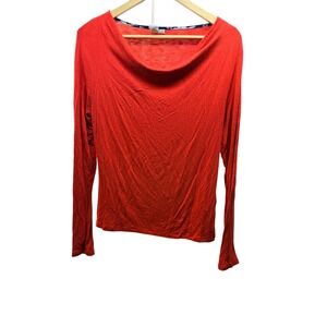 Dolan Left Coast Collection Womens XS Red Cowl Neck Long Sleeve Top Made in USA